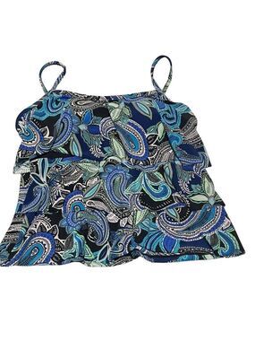 American Beach Tankini Women’s Blue Paisley Swim  Top 12